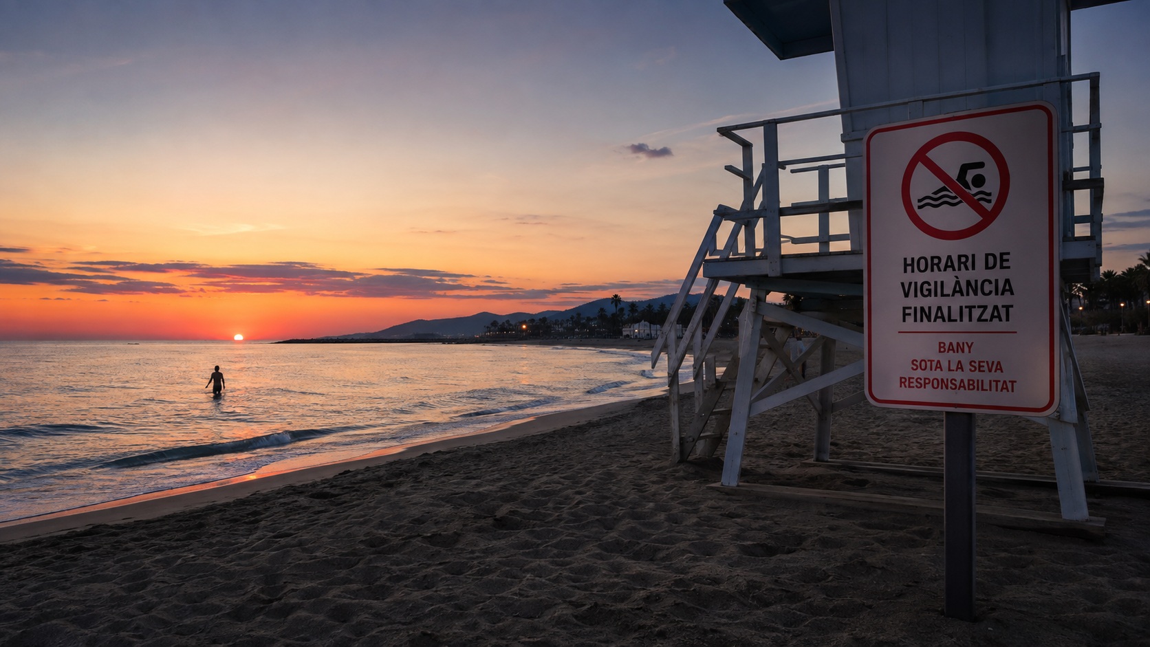 Quan la platja es buida, els riscos del bany al final de la tarda
